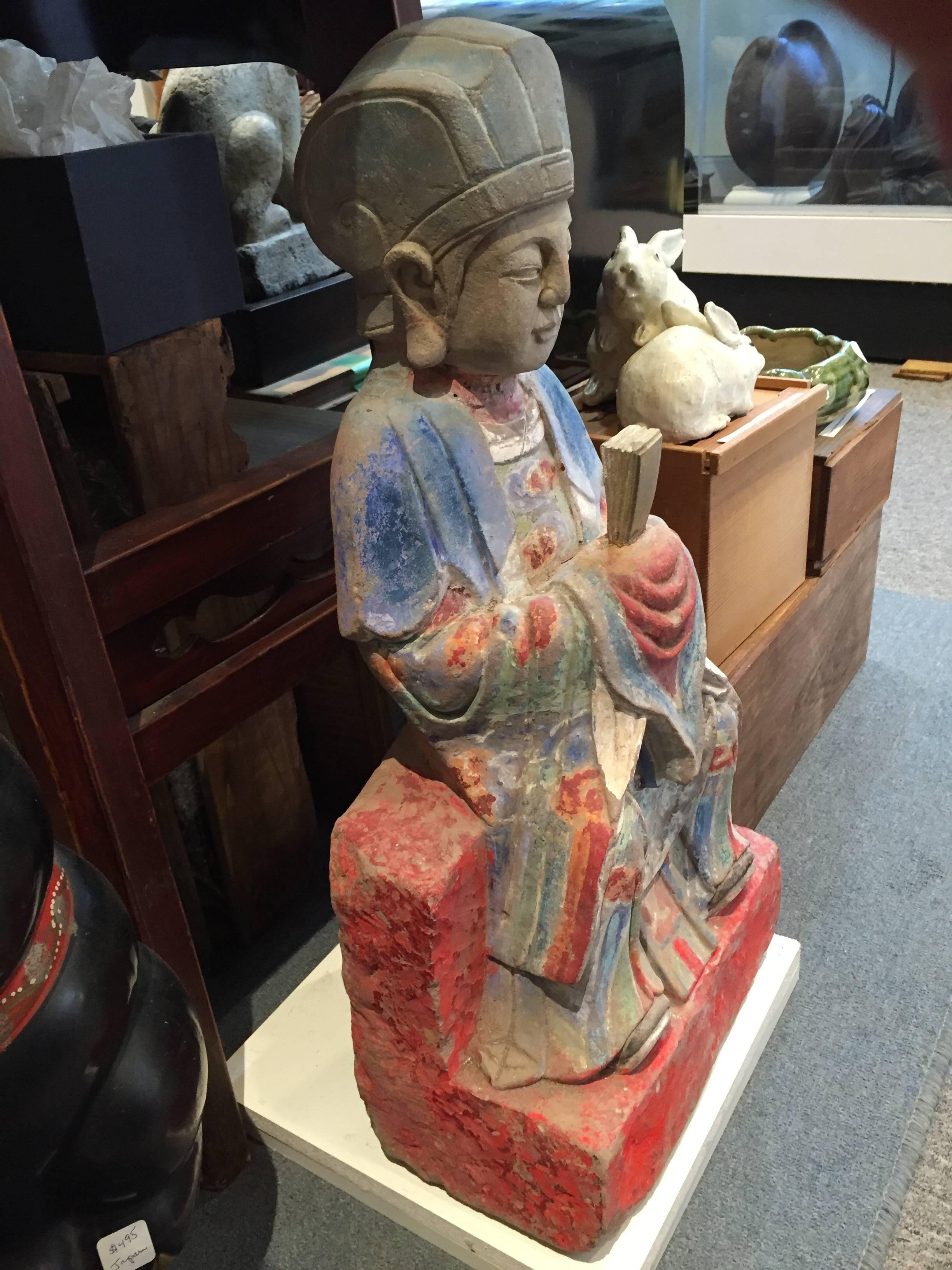 Qing Chinese Stone Garden Scholar Figure