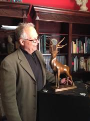 Fine Antique Bronze Steadfast Stag Deer Japan Aged Patina Mint condition
