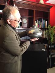 Fine Signed Japanese Bronze "Double Koi" Silver and Gold Fish Vase