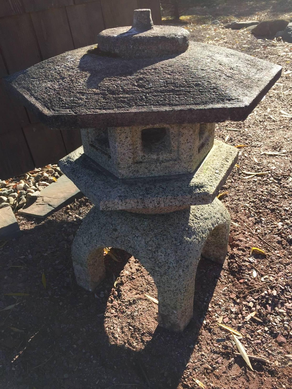 Taisho Japan Antique Stone  Lantern  hand carved from best granite fine old patina
