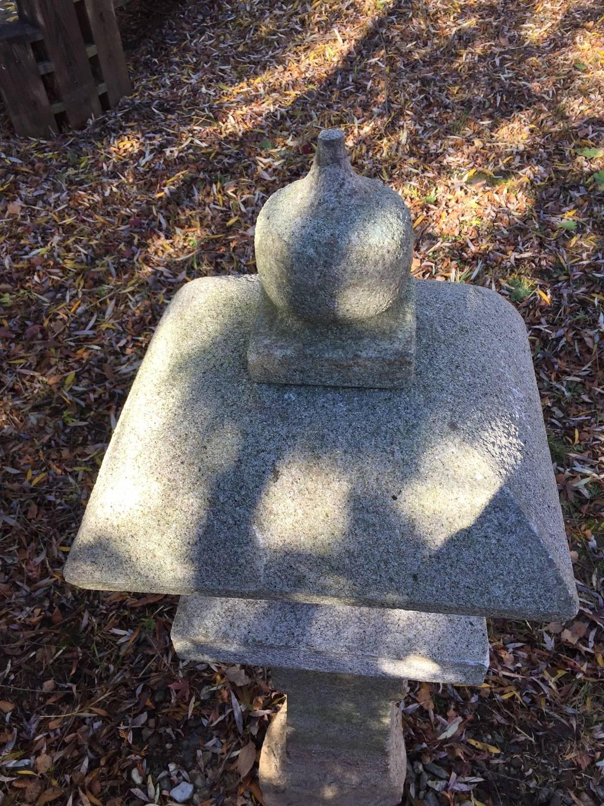 Hand-Carved Japanese Antique Granite Stone Lantern 