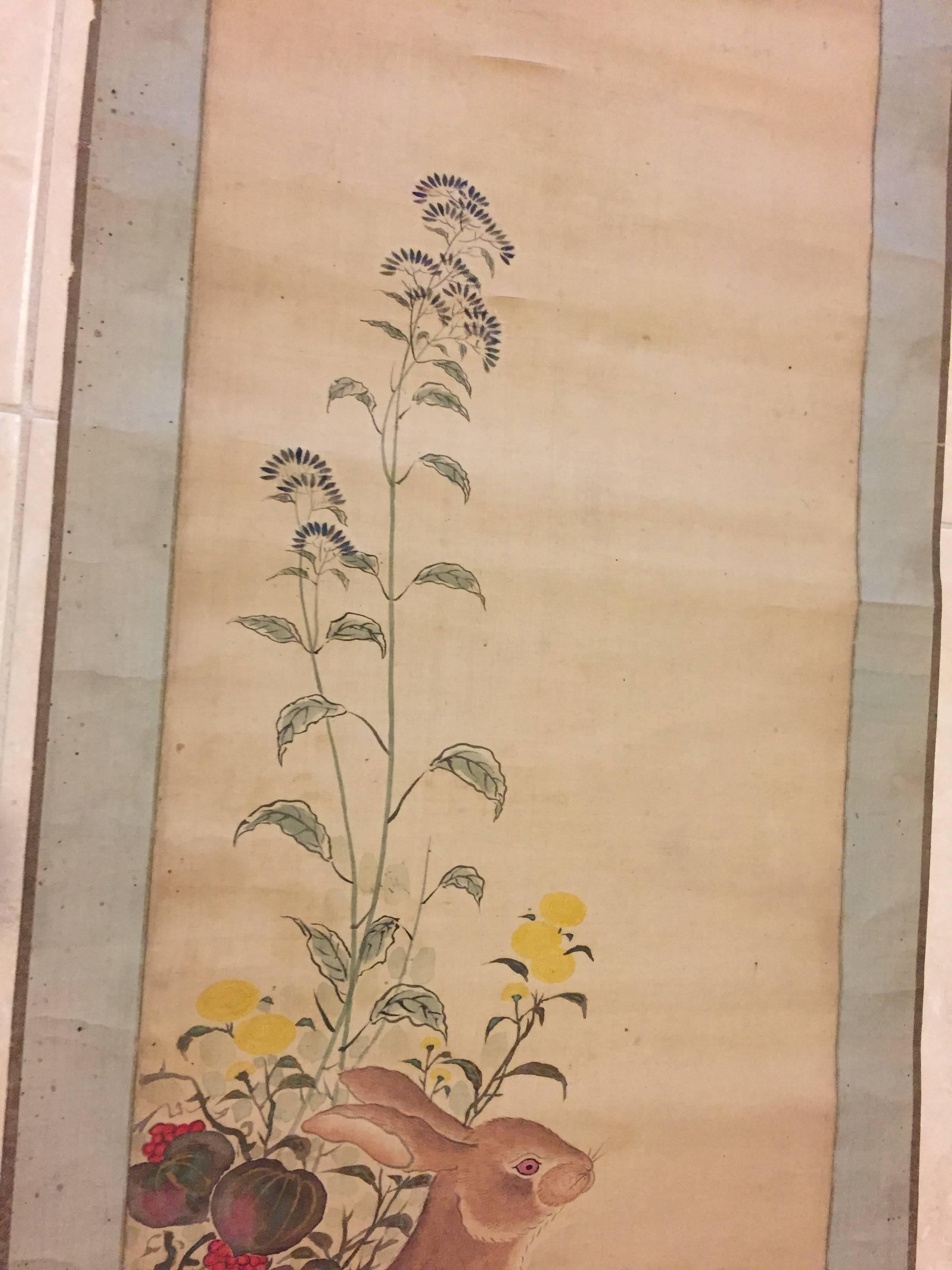 Hand-Painted Japan Hand Painting on Paper Scroll of a 