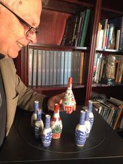 Japanese Antique Hand-Painted Ceramic Sake Bottles Collection, 19th Century