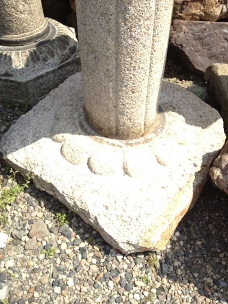 Japanese Japan Fine Tall “Chrysanthemum” Flower Lantern Hand Carved from Granite Stone