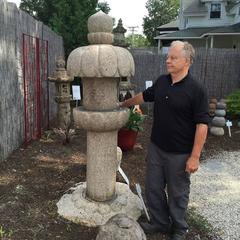 Japan Fine Tall “Chrysanthemum” Flower Lantern Hand Carved from Granite Stone