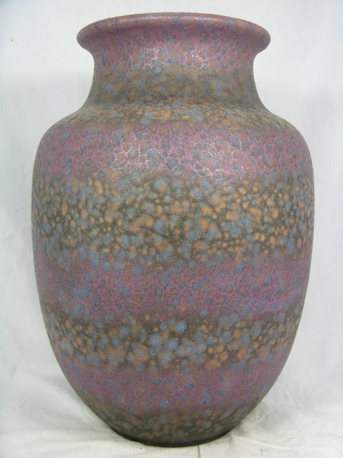 German Early Contemporary Tall Handcrafted Hand Glazed Blue and Gold Lavender Vase