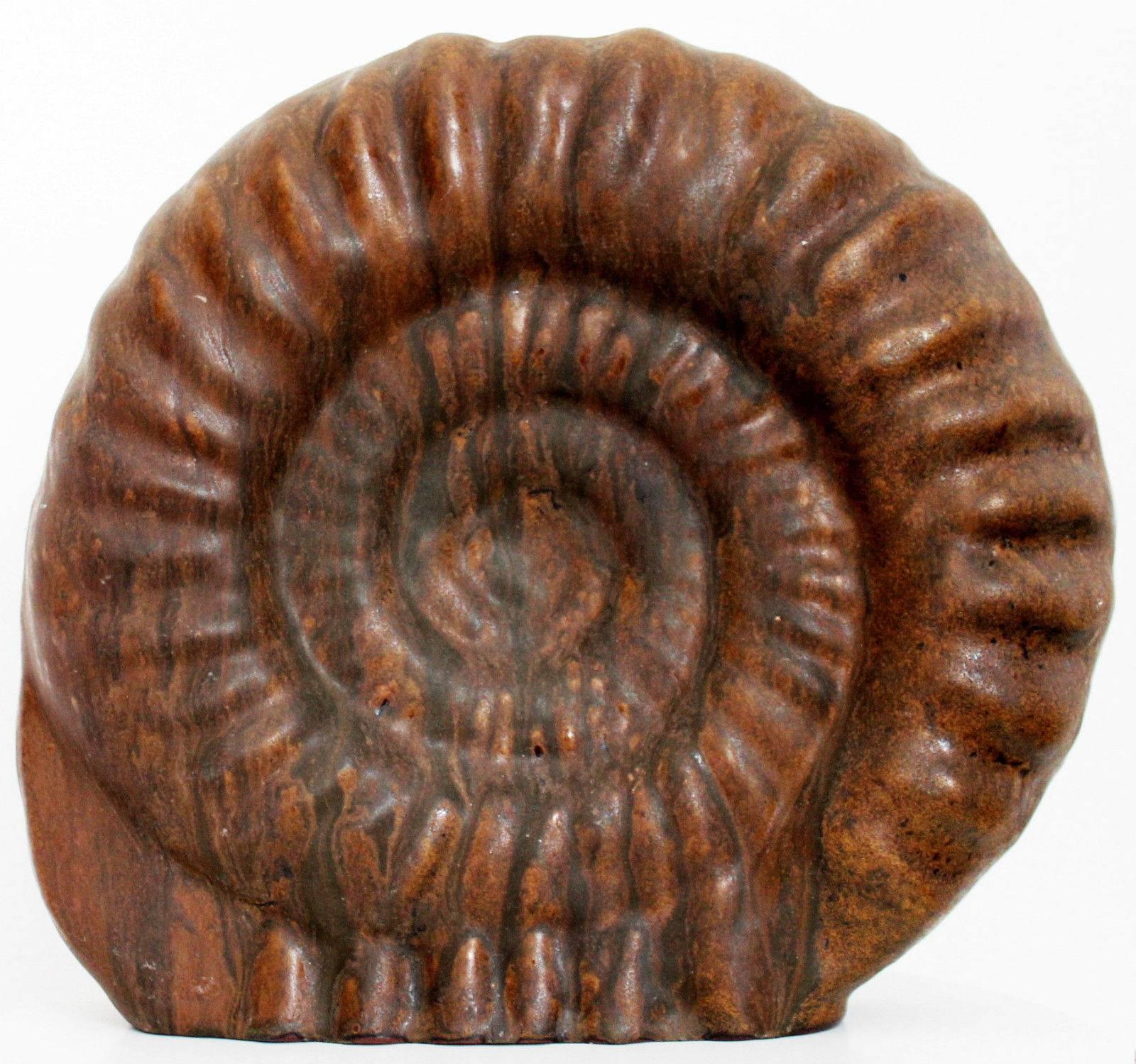 Mid-Century Modern Unique Decor Ammonite Hand made Ceramic Vase Lovely Earth Tones, 1950