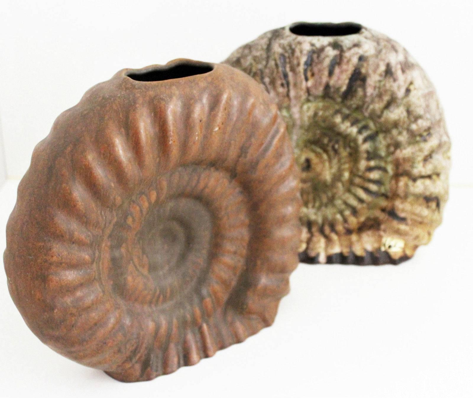 Unique Decor Ammonite Hand made Ceramic Vase Lovely Earth Tones, 1950 1