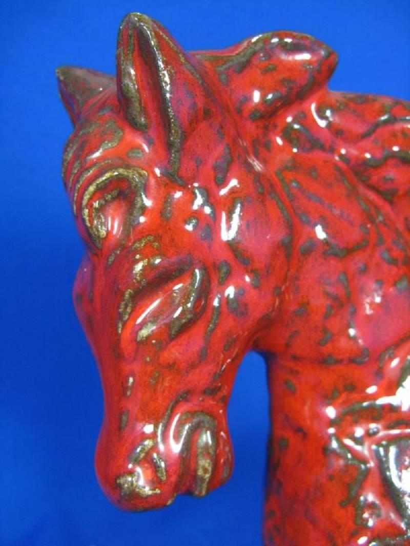20th Century Antique Master Work Large Handcrafted Horse Red Pony Mid-Century Modern