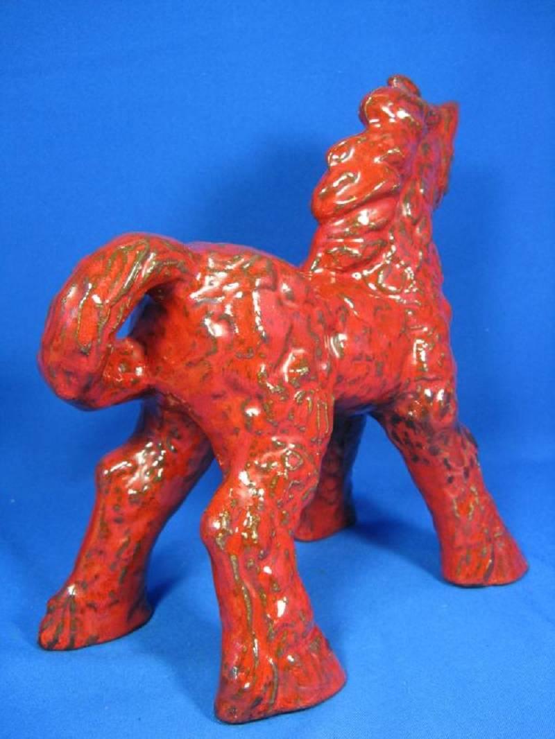Antique Master Work Large Handcrafted Horse Red Pony Mid-Century Modern 2