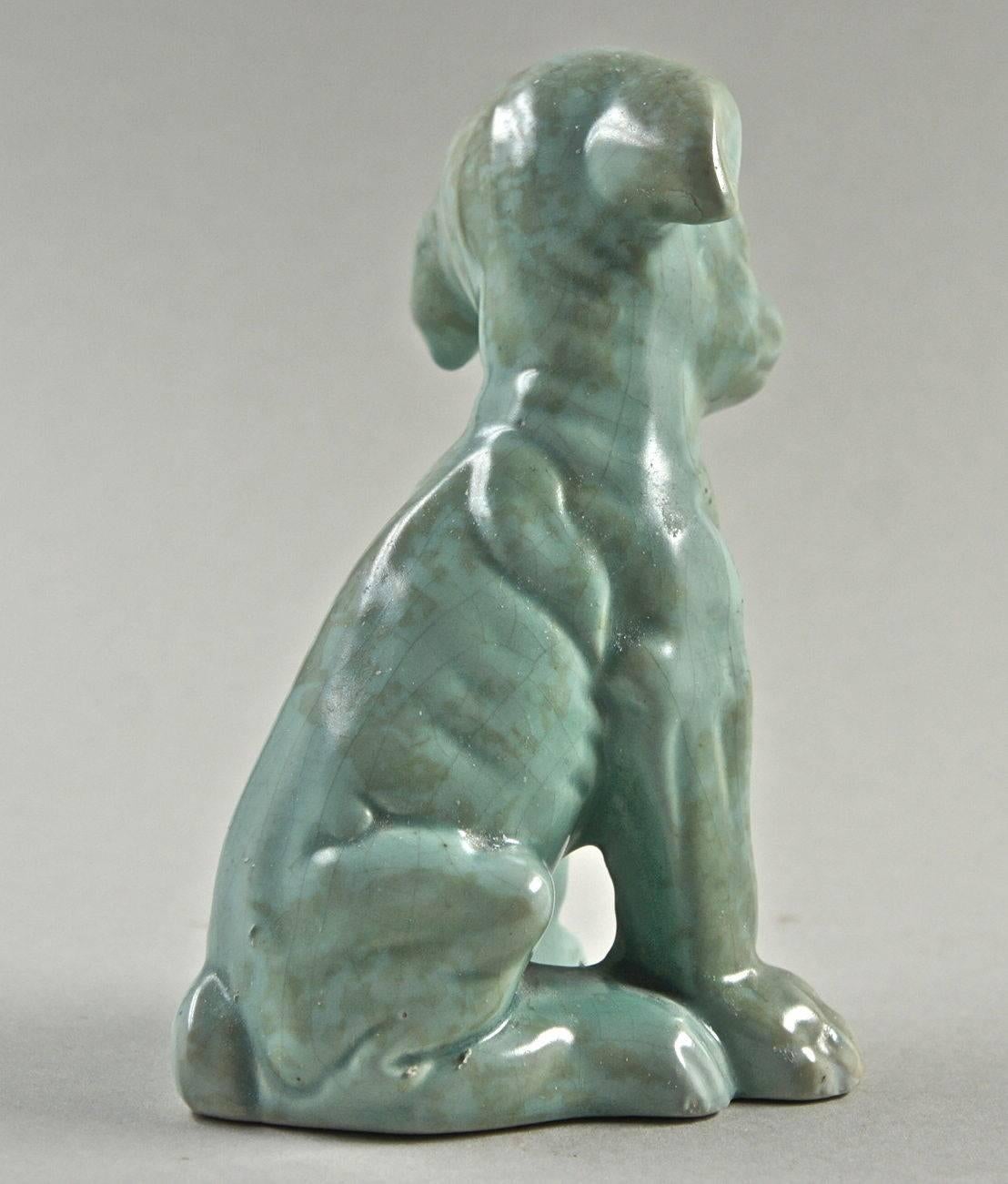 Charming Antique Pottery Terrier Figure 