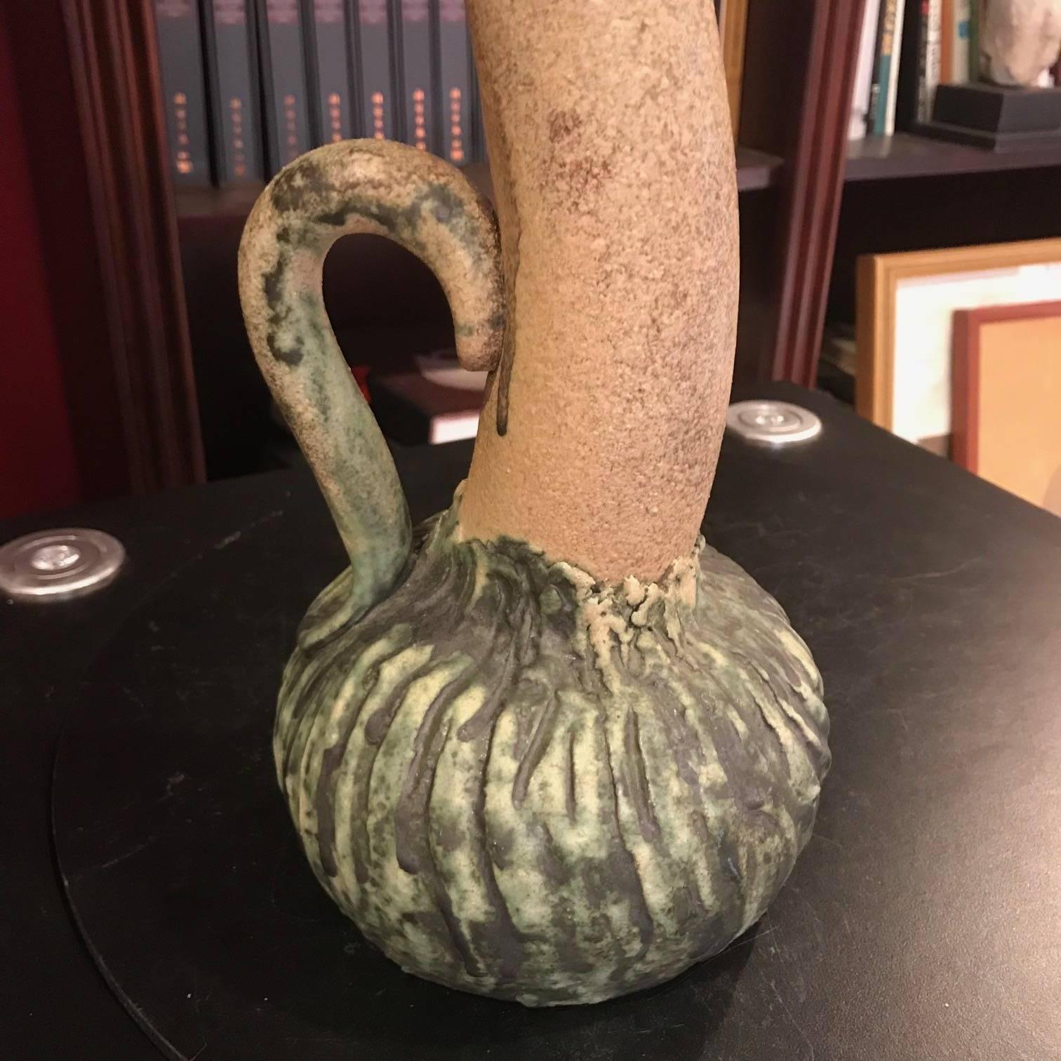 Early Contemporary Handmade and Hand Glazed Seed Pod Form Vase, 1960 In Good Condition In South Burlington, VT