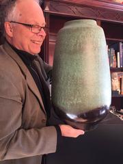 Early Contemporary Hand Made and Hand Glazed Large Green Vase, 1950