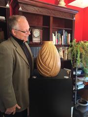 Early Contemporary Handmade and Hand Glazed Wavy Leaves Pattern Vase, 1960