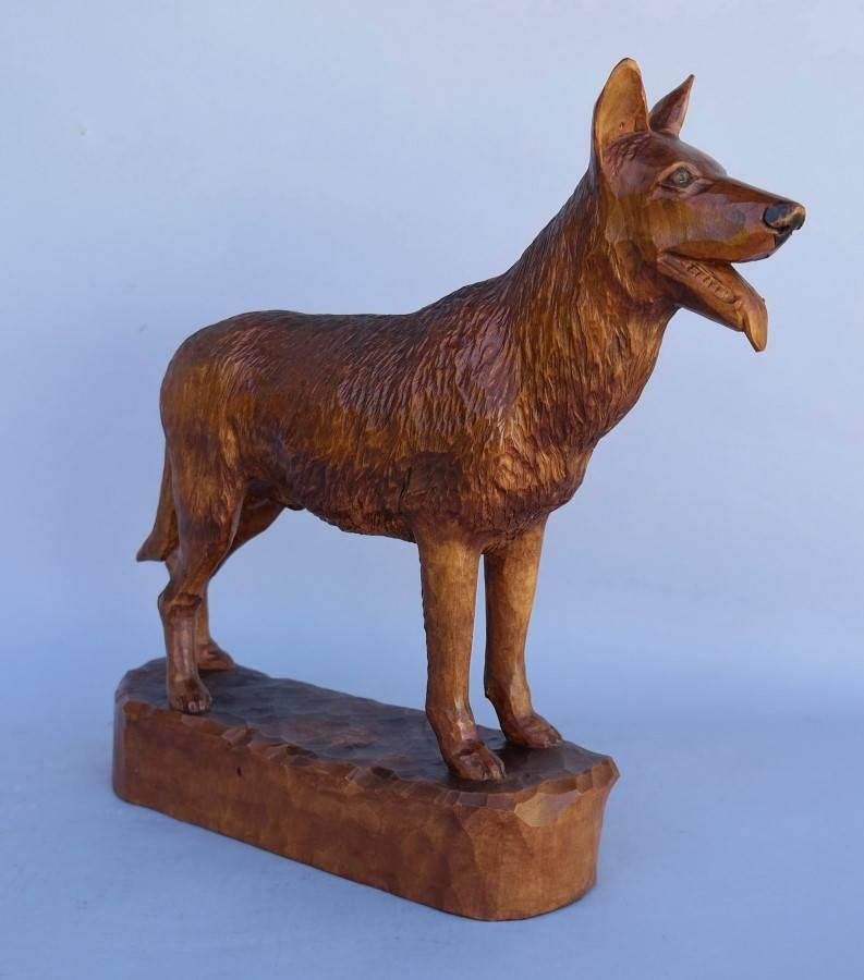 wooden dog carvings