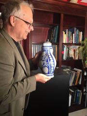 Big Antique Salt Glazed Blue Beer Mug Stein Westerwald, 1850