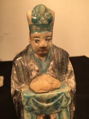 Important Ancient Chinese Zodiac Figure Holding a Rabbit, Ming Dynasty 1368-1644
