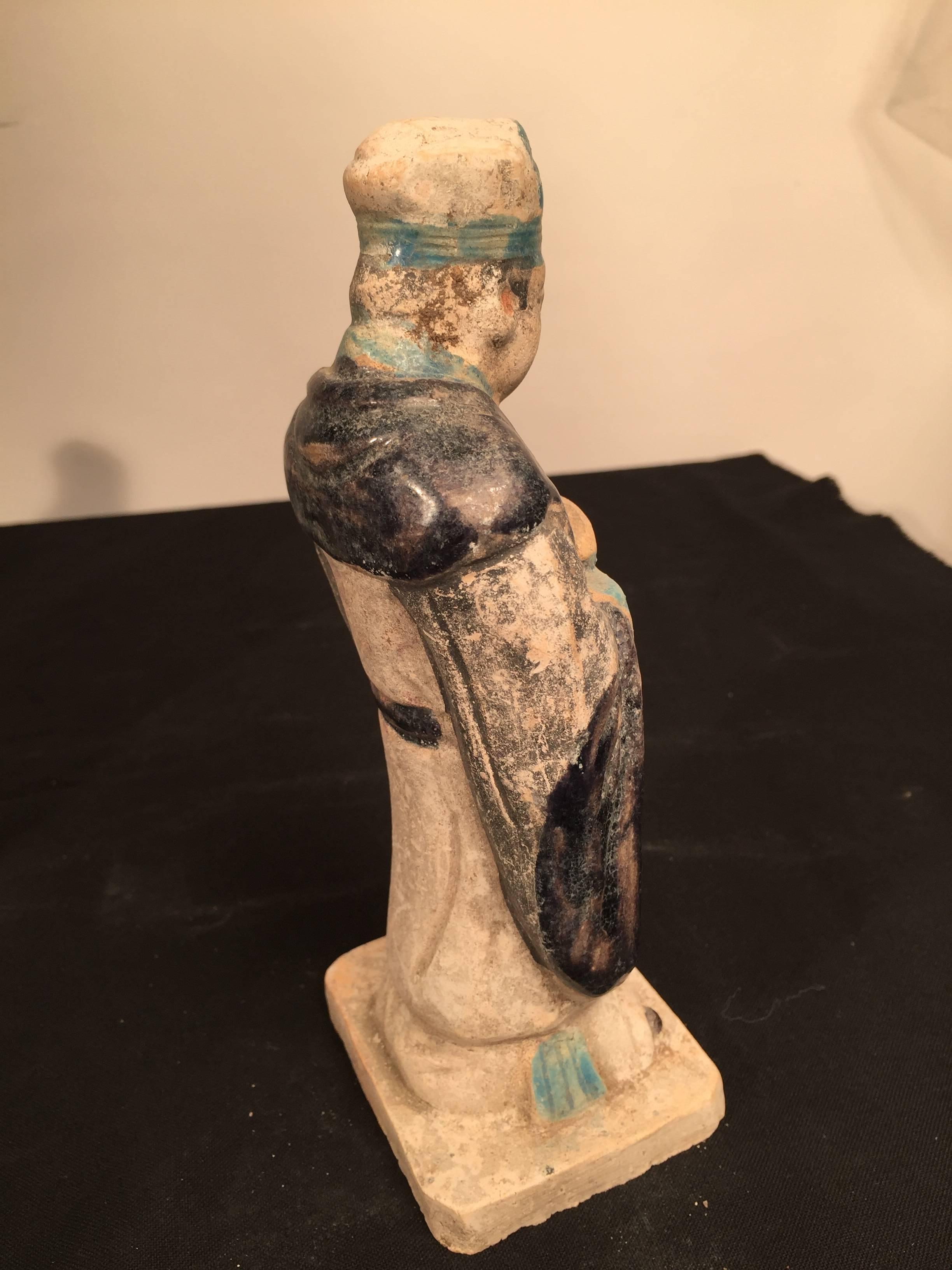 Important Ancient Chinese Zodiac Figure Holding a Rabbit, Ming Dynasty 1368-1644 In Good Condition In South Burlington, VT