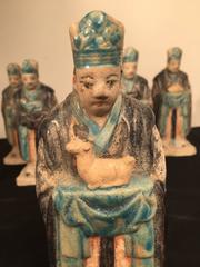 Important Ancient Chinese Zodiac Figure Holding a Dog, Ming Dynasty, 1368-1644