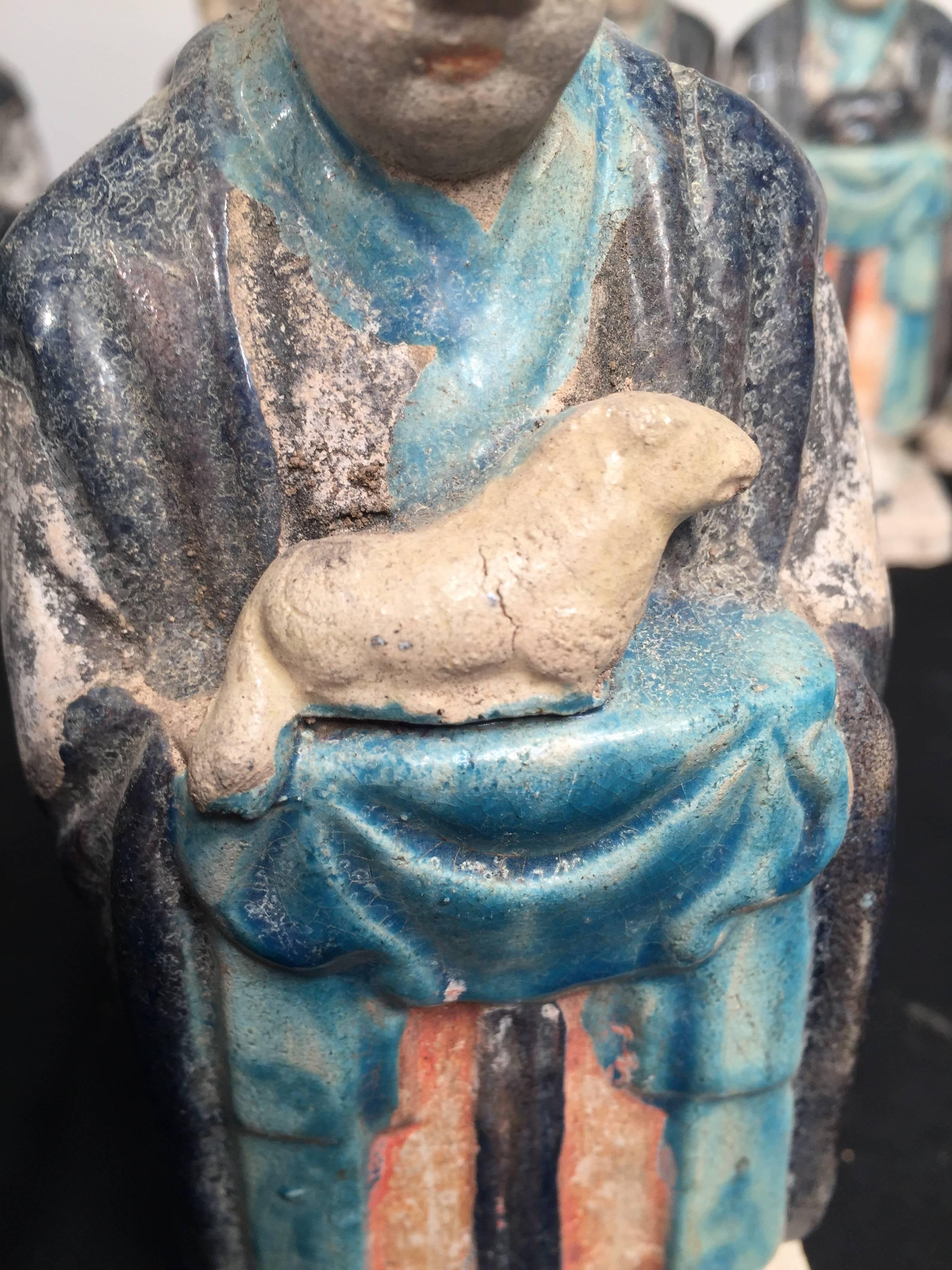 Glazed Important Ancient Chinese Zodiac Figure Holding a Horse, Ming Dynasty, 1368-1644
