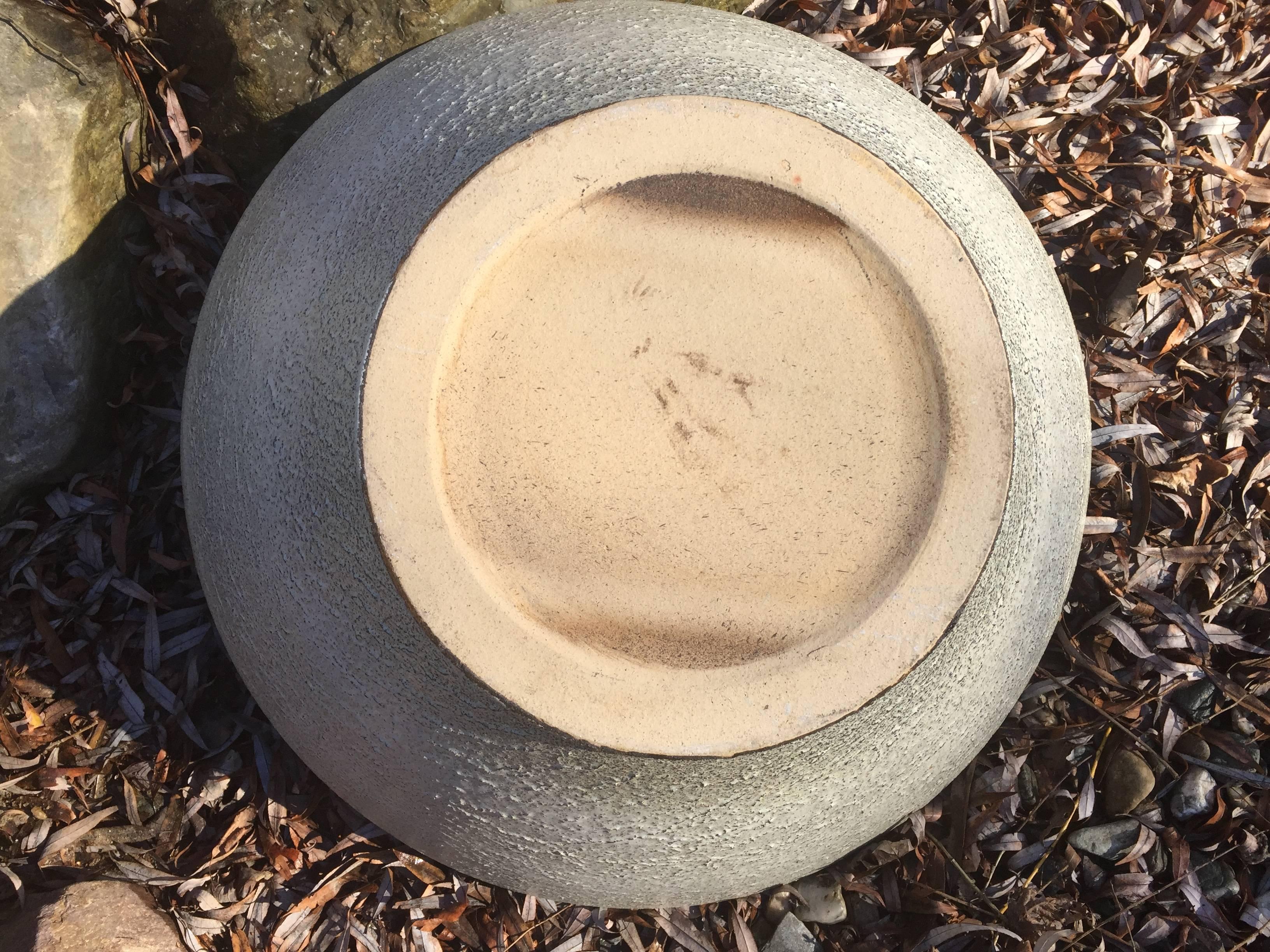Japan Big Hand Thrown & Glazed Green Stoneware Bowl, 24