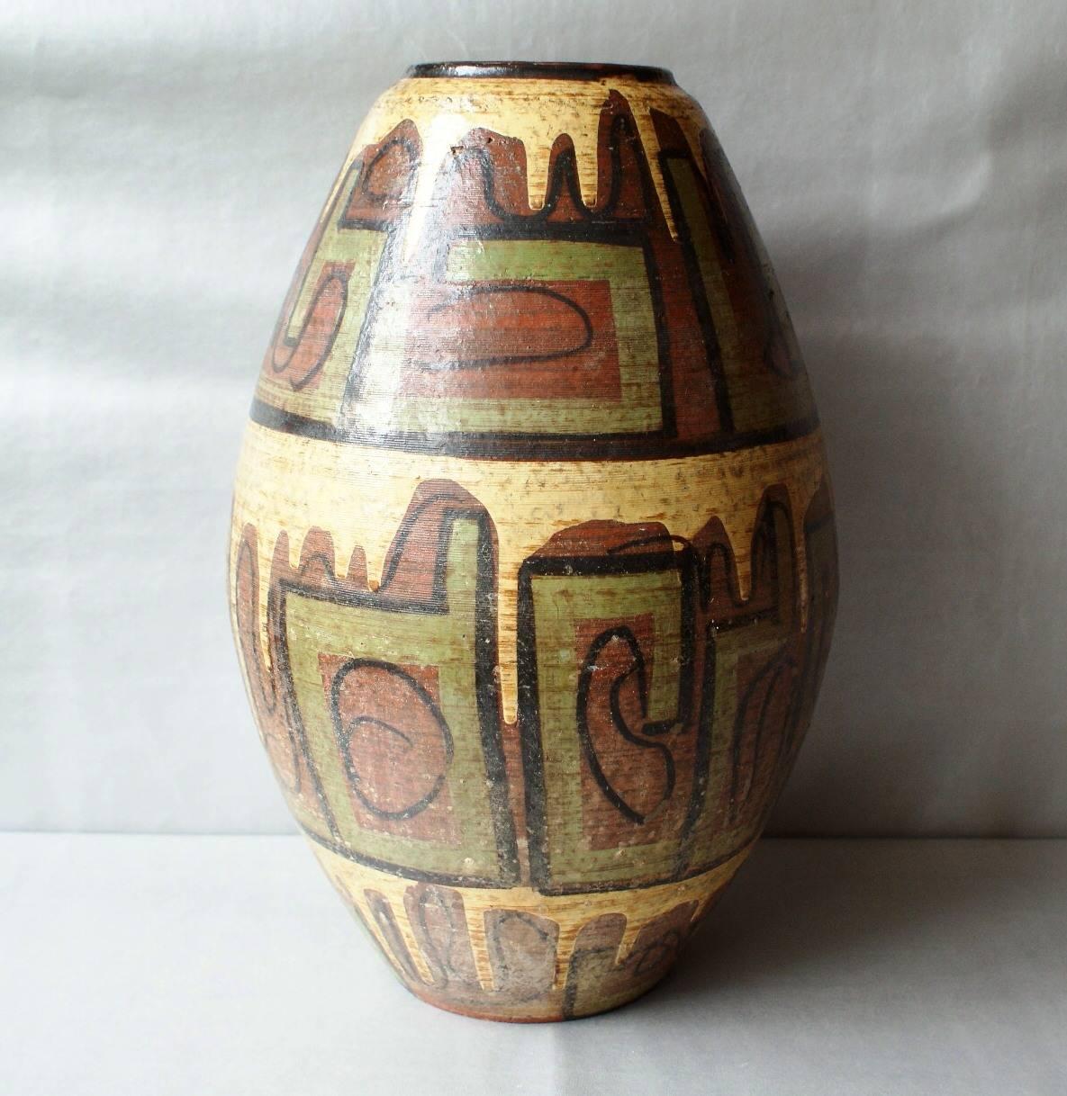 Early Handmade Hand Glazed Mountains Vase Southwest, 1925 In Excellent Condition In South Burlington, VT