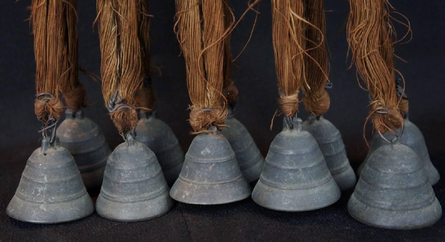 Hand-Crafted Japan Remarkable Pair of Samurai Horse Parade Ornaments with Ten Bells