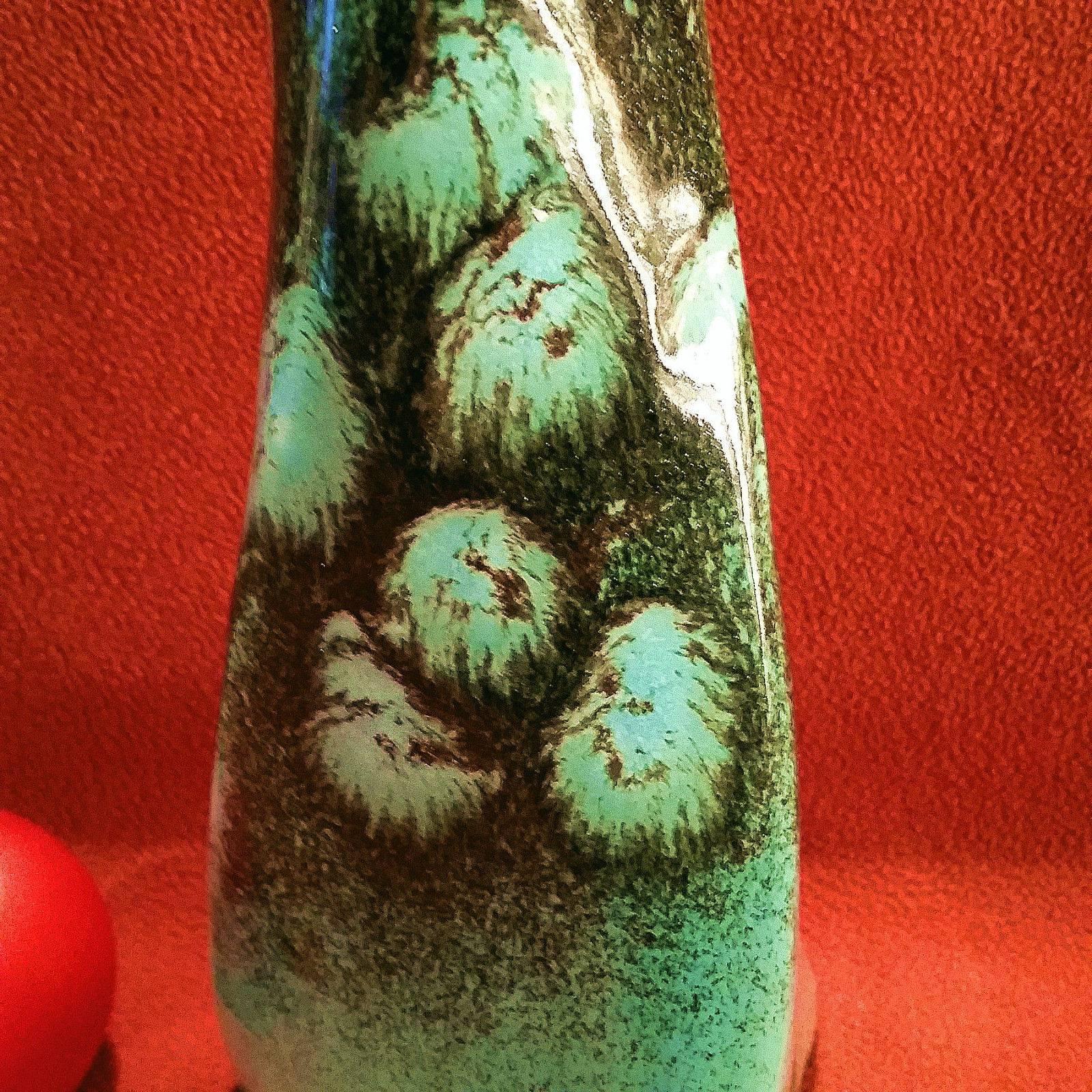German Early Contemporary Handmade and Hand Glazed Twisted Vase with Flower Buds
