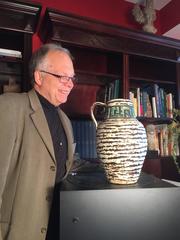 Contemporary Handmade, Hand Glazed Relief Carved Vase