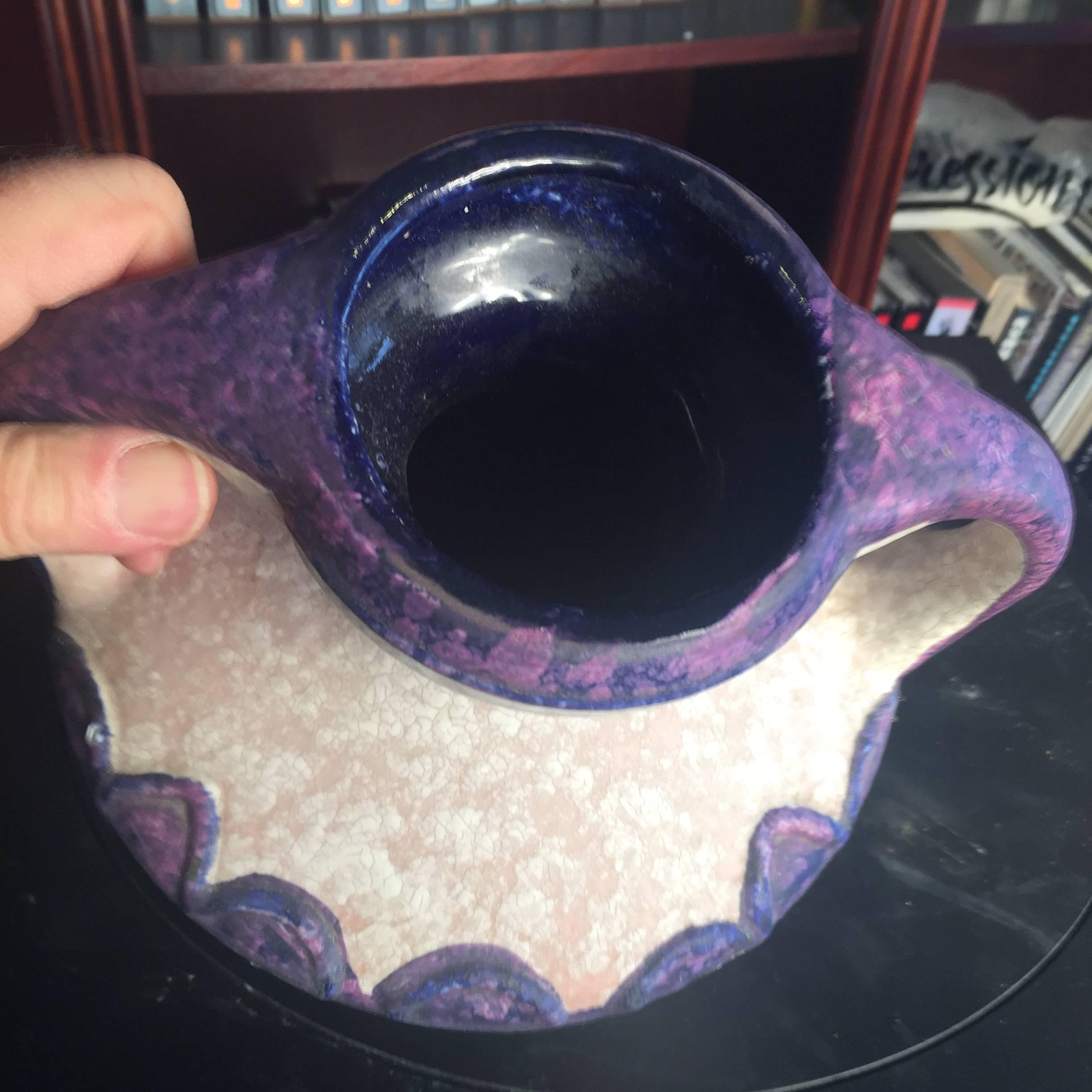 20th Century Early Contemporary Handmade and Hand Glazed Classic Amphora Vase, Lilac Glaze