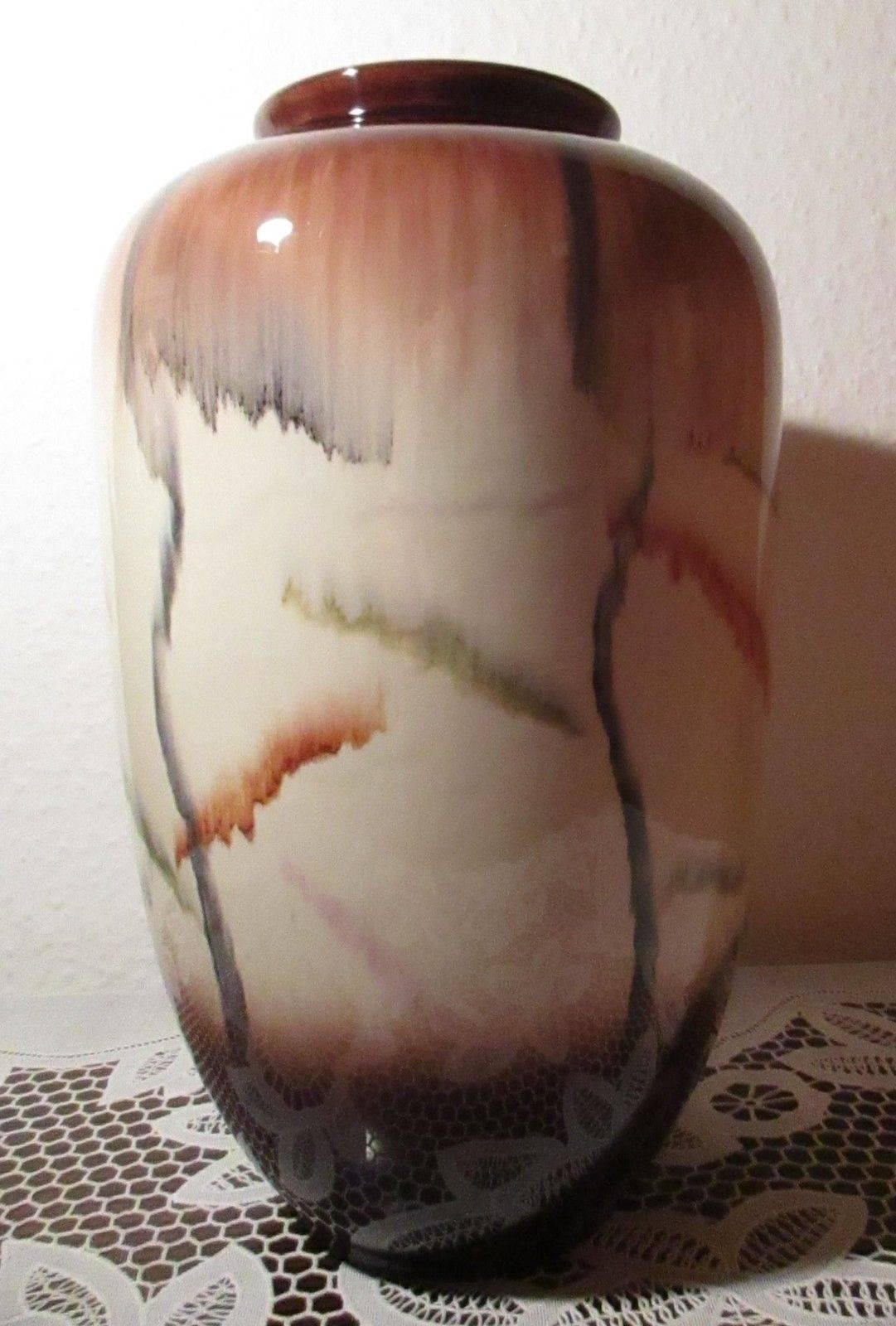 German Hand Made Hand Glazed Classic Vase in Rich Earth Tones, 1940