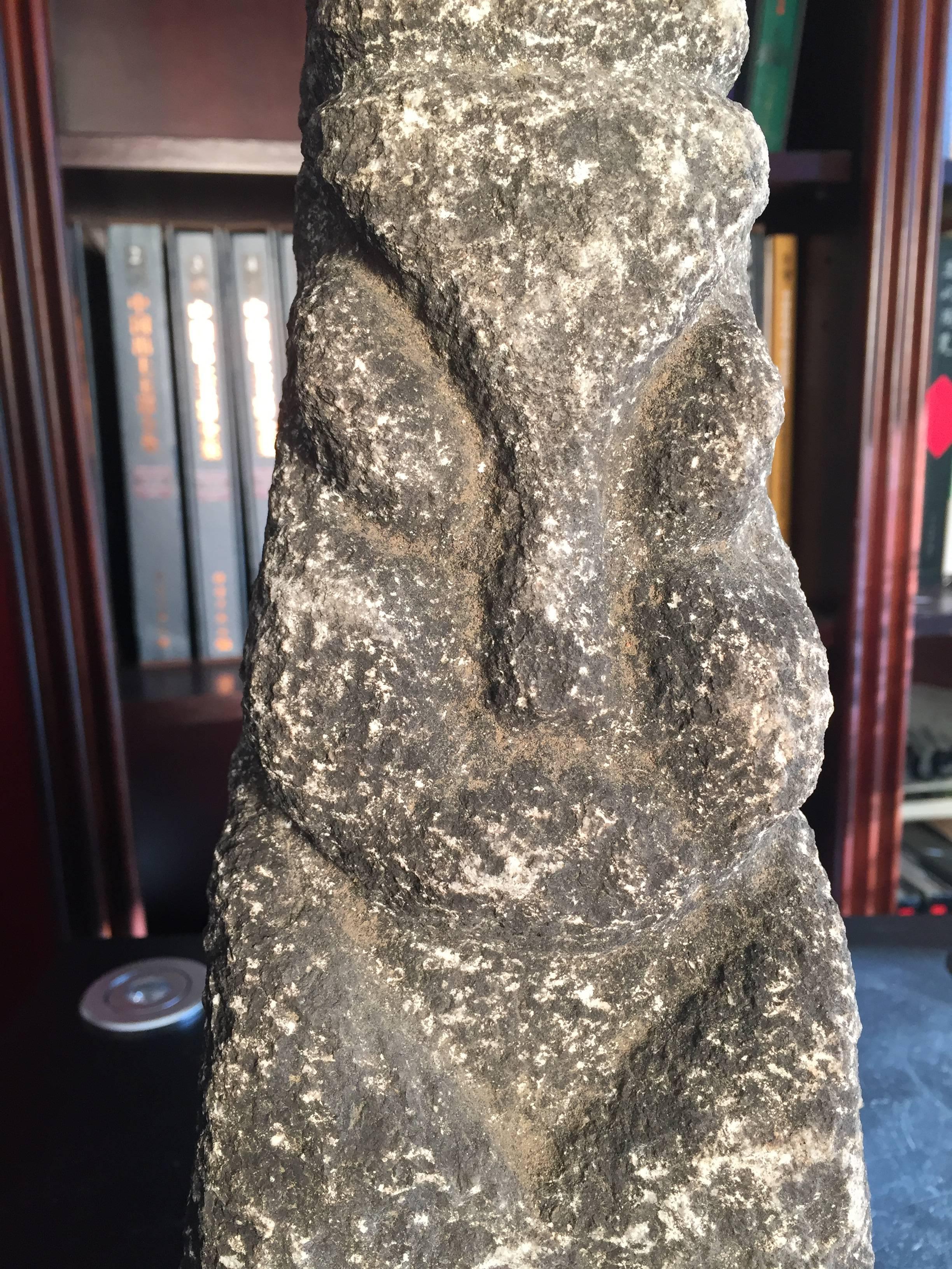 18th Century and Earlier Old Chinese Hand-Carved Human Stone Sculpture Collected Northwestern China