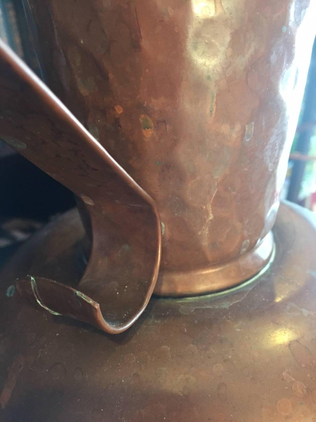 Handmade Hand-Hammered Copper Art Nouveau Ewer Flower Vase, 1930 2