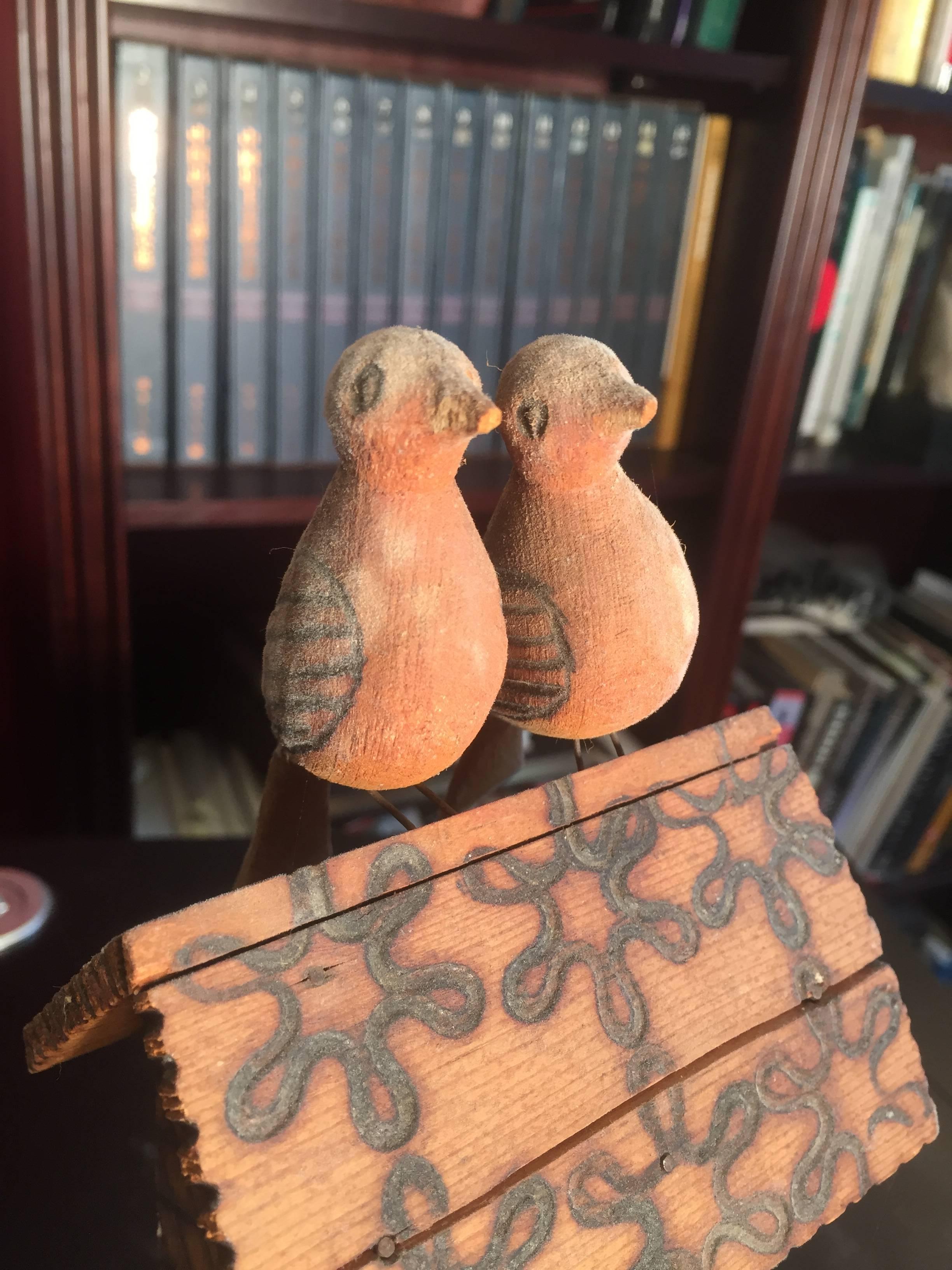 American Antique Outsider Art Hand Carved Folk Art Birds House   For Sale 5