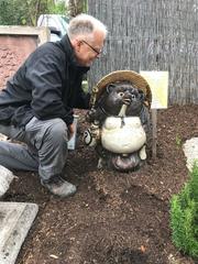 Big 30" Old Japanese Folk Hero Tanuki Handmade Hand Glazed Big Belly Garden Or?