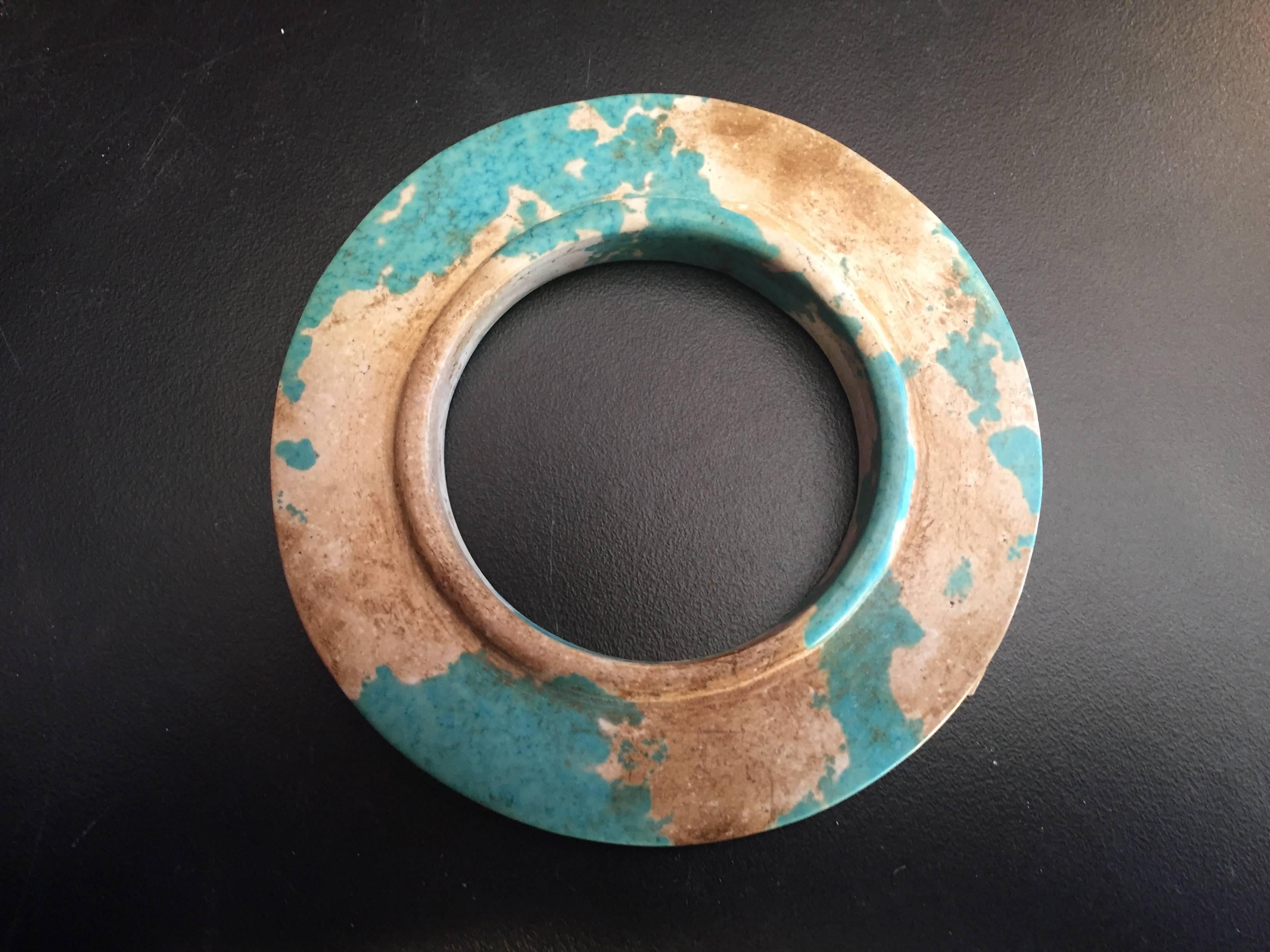 Chinese Ancient China Turquoise Bi Disc, Zhou Dynasty, 100-256 BC