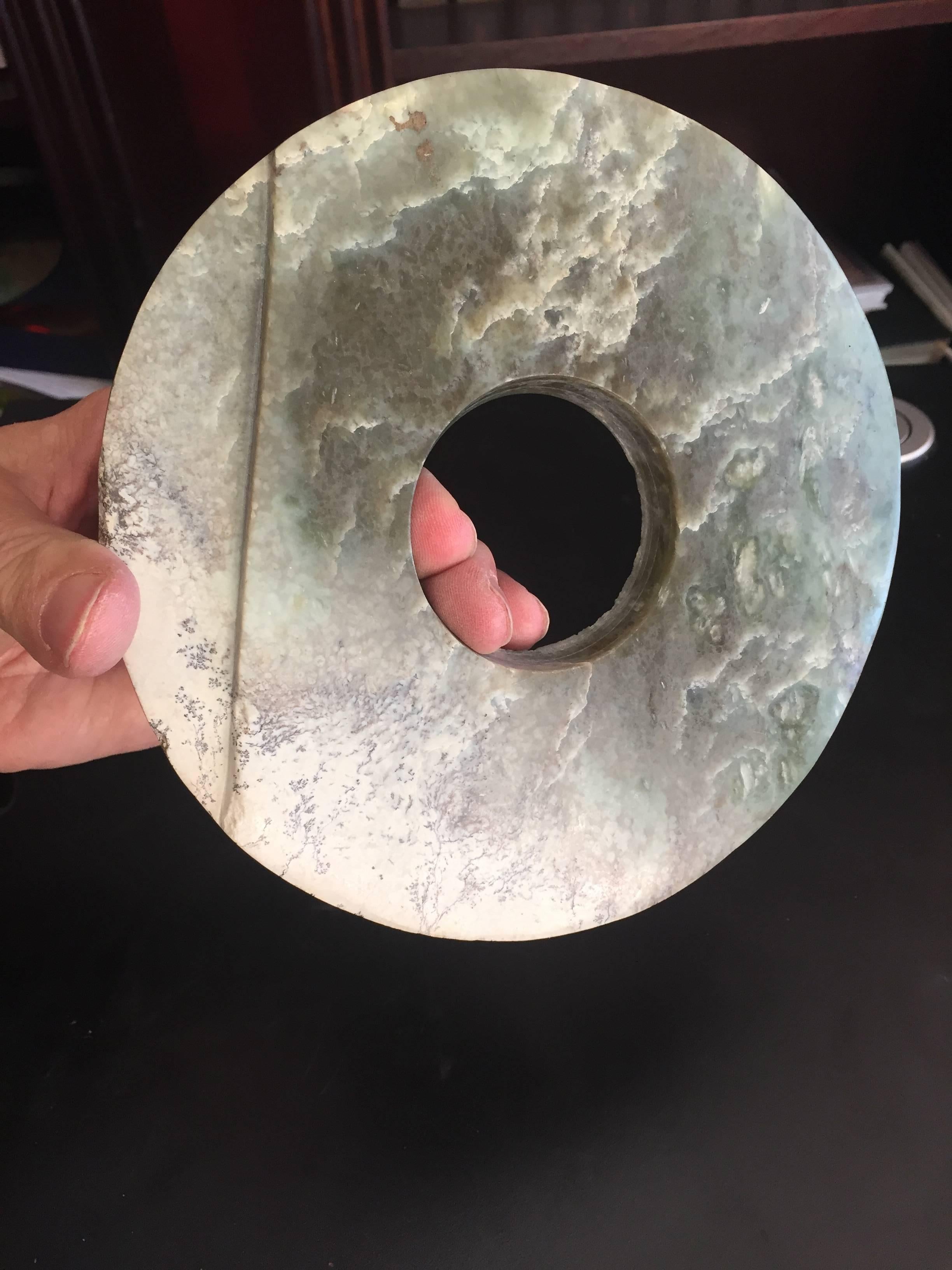 Important Ancient Chinese Heavenly Jade Bi Disc with Cloud Pattern 2
