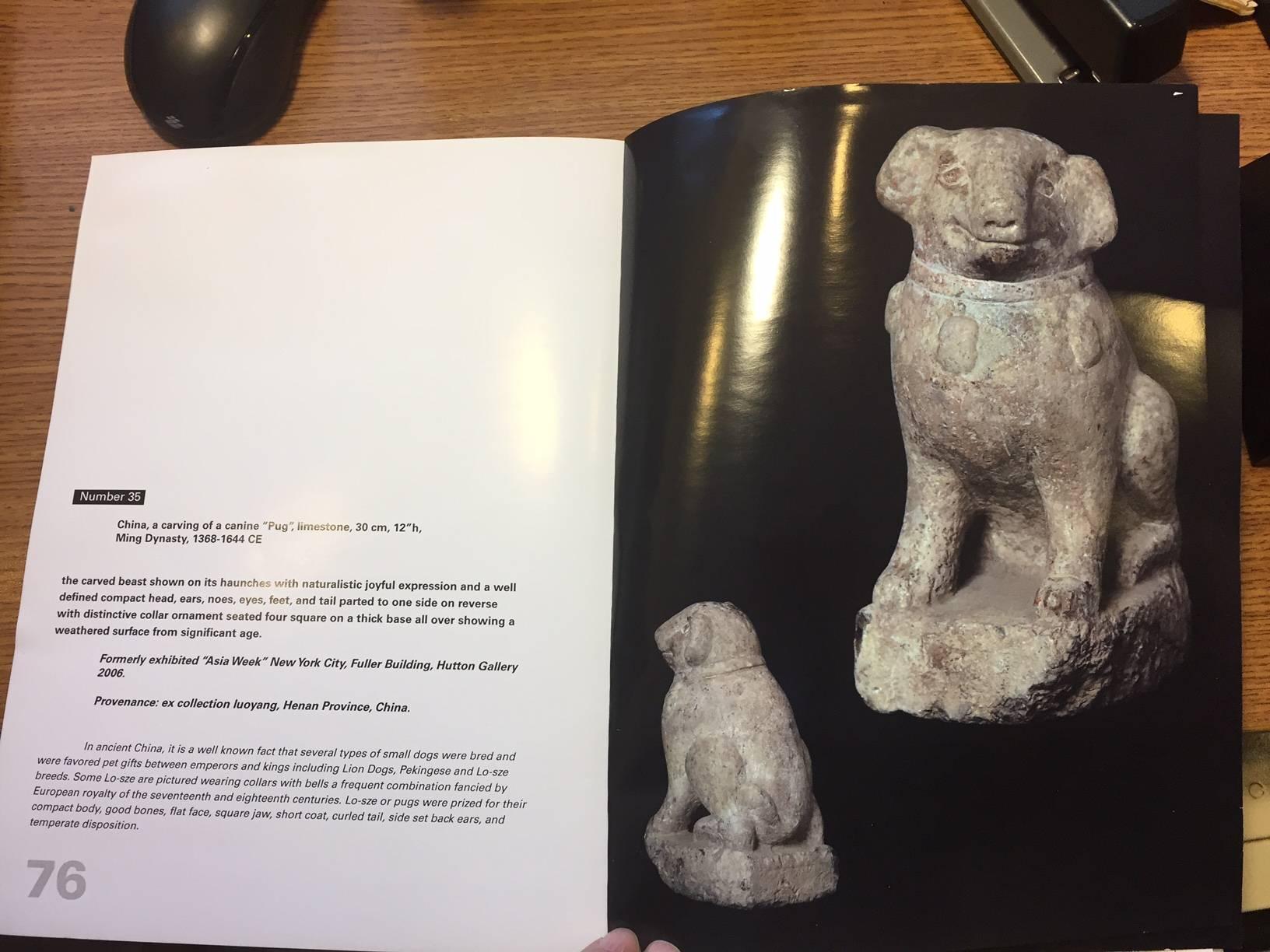 Antike chinesische Skulptur aus der Antike  Pug Hund, Ming-Dynastie 1368-1644 im Angebot 12