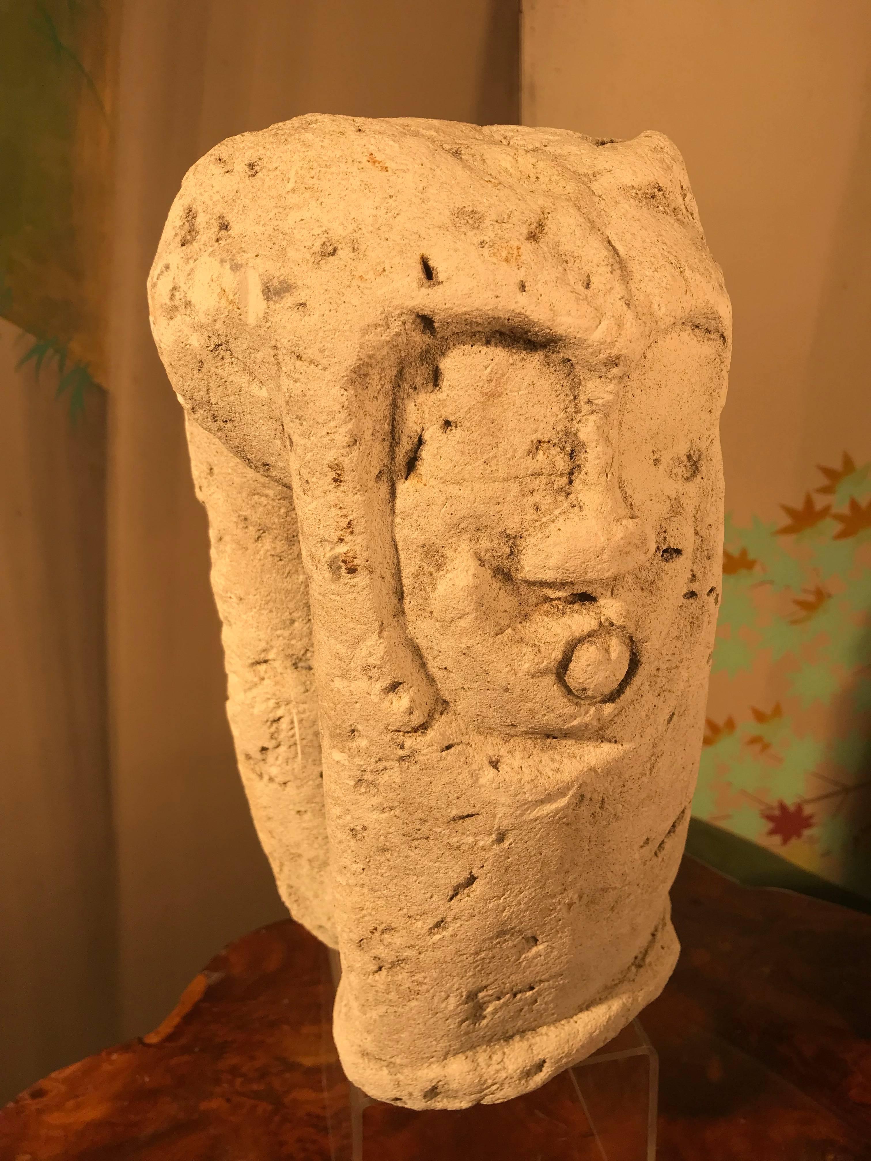 New Ireland Archaic “Double” Figure “Kulap” marker sculpture, chalk stone, late 19th-early 20th century.

Hand-carved with great old patina, an authentic old Oceania work of art rarely offered to the collecting marketplace 

Dimensions: 12 inches