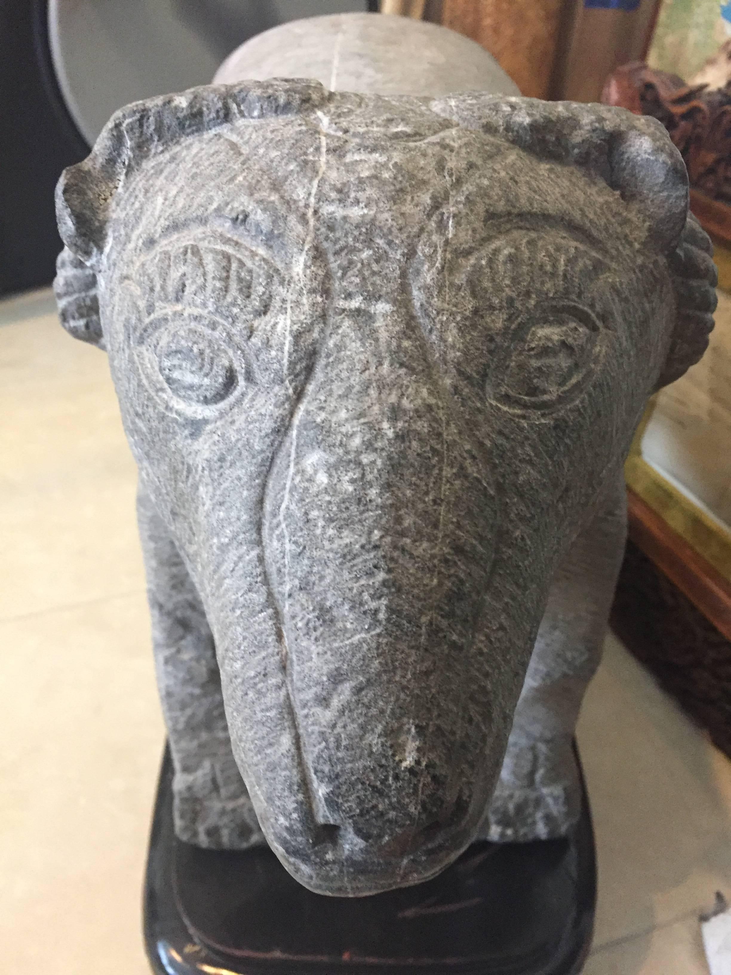 Hand-Carved Ancient China Monumental Stone Ram Han Dynasty, 206BC-220AD For Sale