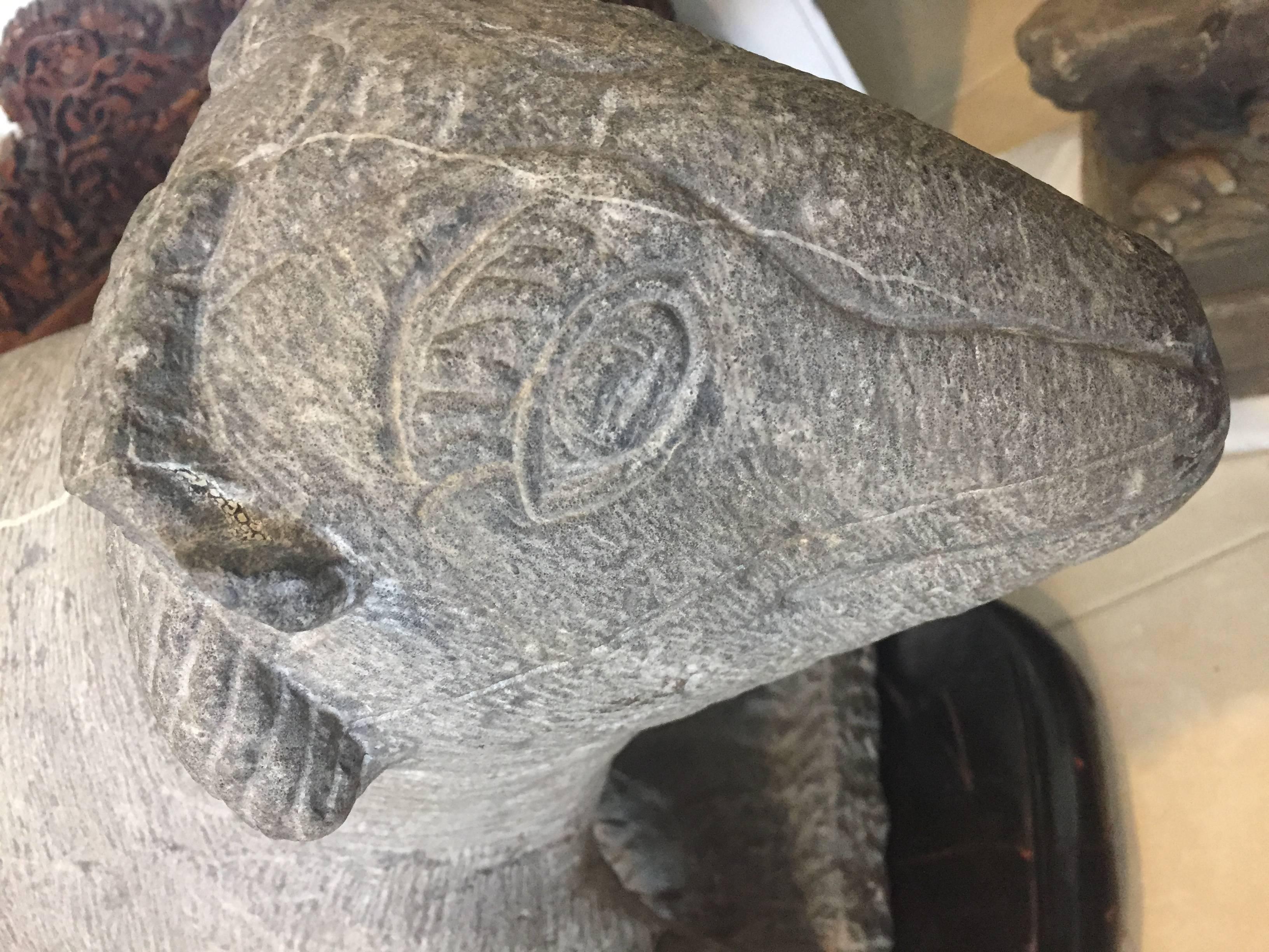 Ancient China Monumental Stone Ram Han Dynasty, 206BC-220AD In Good Condition For Sale In South Burlington, VT