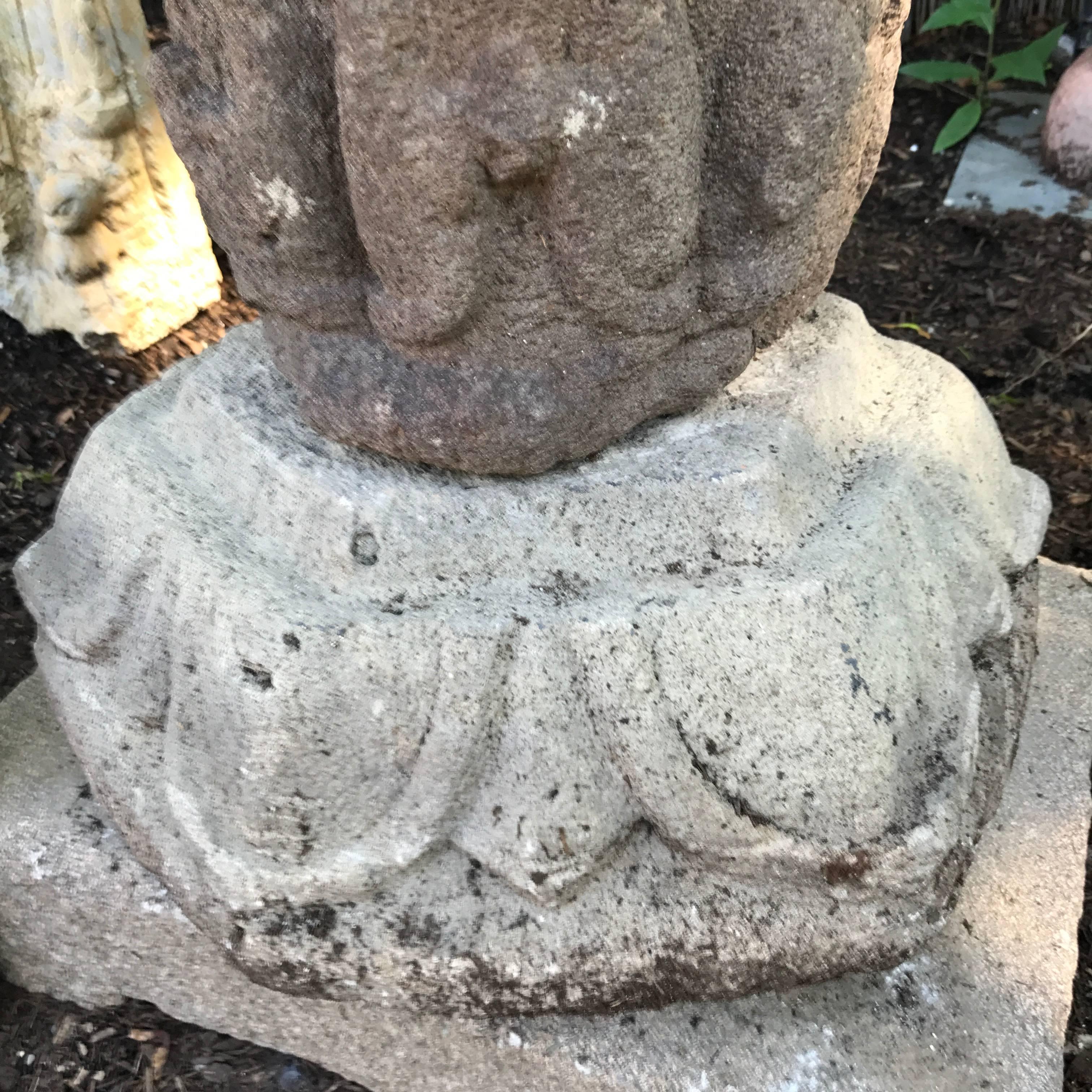Hand-Carved Japan Important Ancient Stone Temple Lantern Rokujizo ‘Six Jizo’, 1600 AD