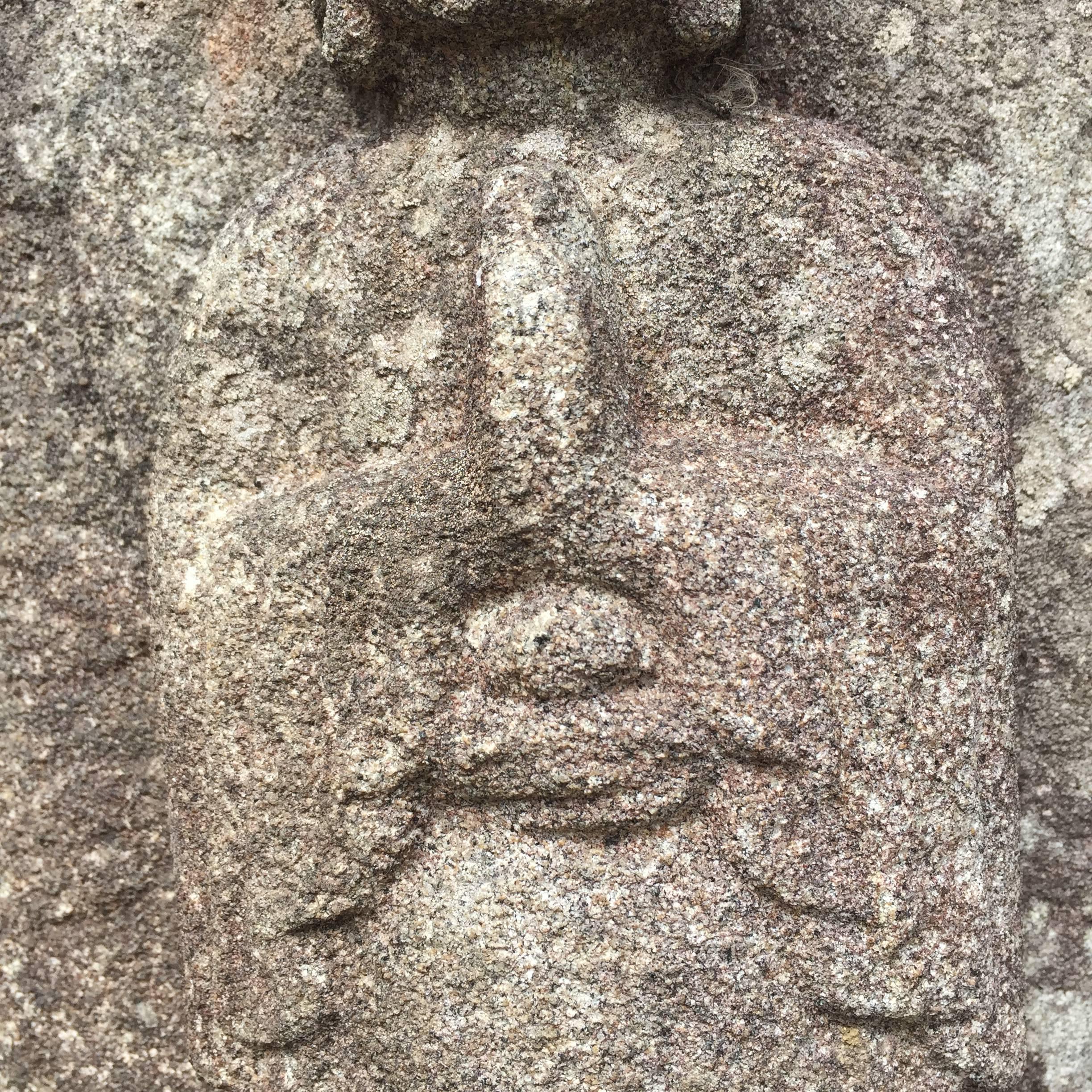 18th Century and Earlier Japanese Stone Kanon Guan Yin in Adoration Pose, 18thc or Earlier