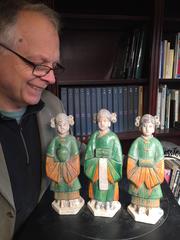 Important Ancient Chinese Trio Women Handmade Hand Glazed, Ming Dynsty 1368-1644