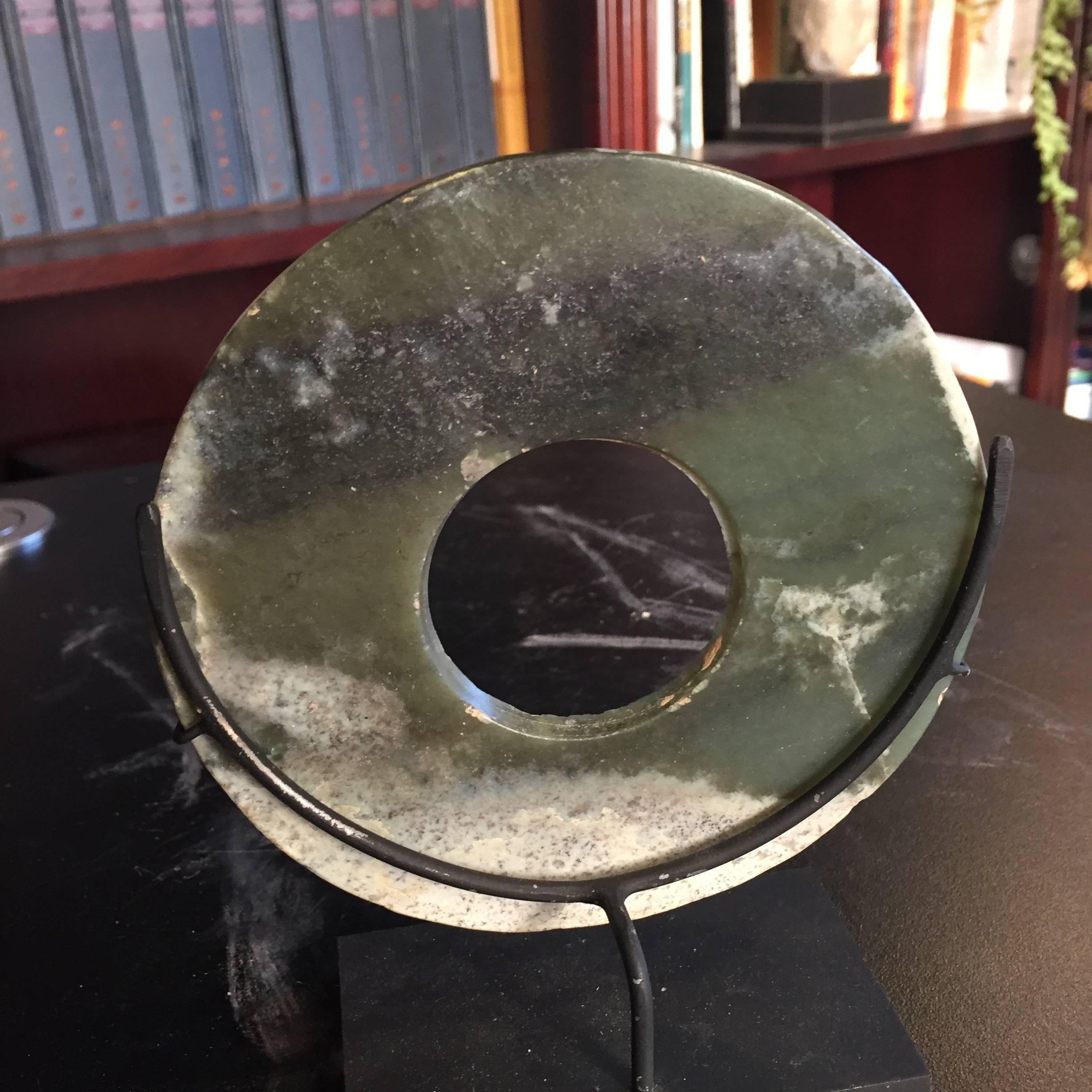 Authentische Jade Bi Disc aus dem alten China 4000 Jahre alt (18. Jahrhundert und früher)