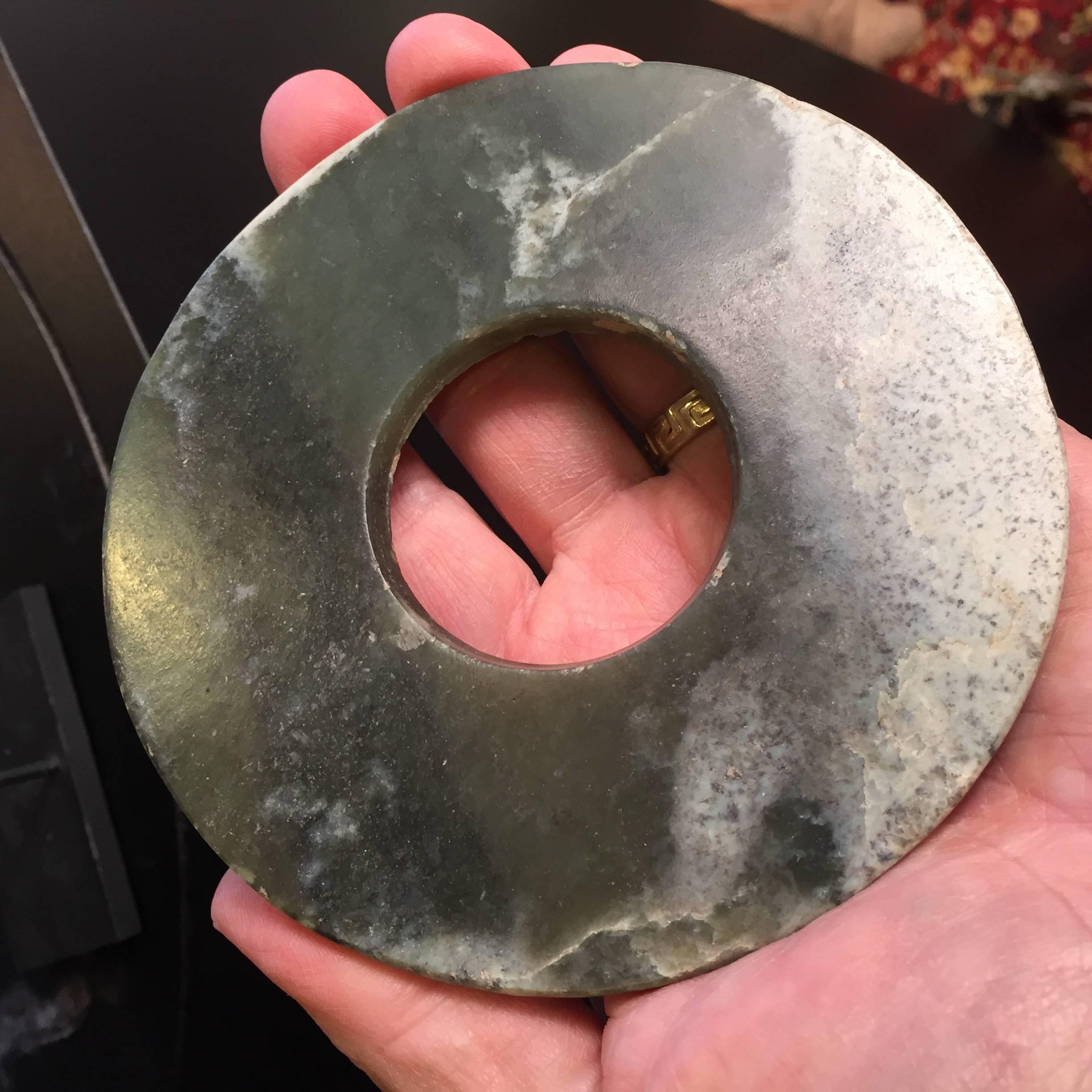 Hand-Crafted Authentic Jade Bi Disc from Ancient China 4000 Years Old