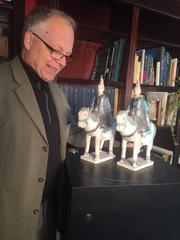 Ancient Imperial China Ming Pair Scarce Blue Female Equestrian Horse Riders, 1500