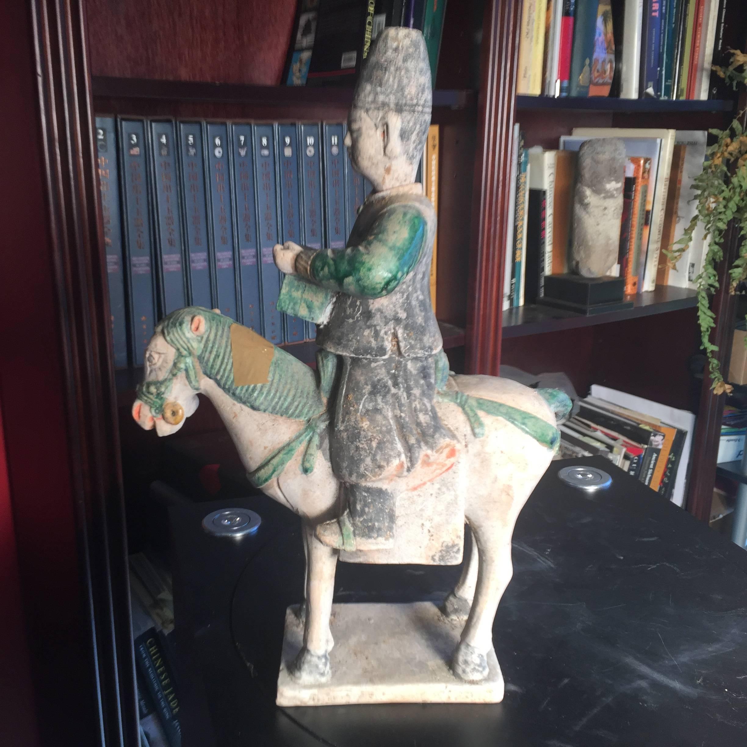 Important Ancient China Glazed Horse Rider with TREASURE BOX  Ming Dyn 1368-1644 1