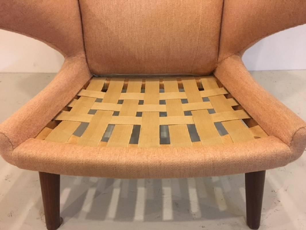 Danish Important Hans Wegner Classic Papa Bear Chair Original Wool Fabric Teak Paws