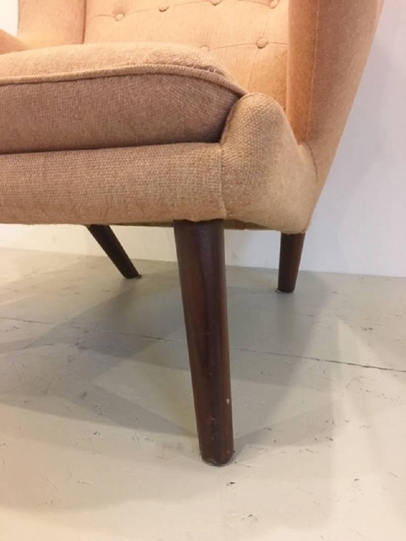 Hand-Crafted Important Hans Wegner Classic Papa Bear Chair Original Wool Fabric Teak Paws